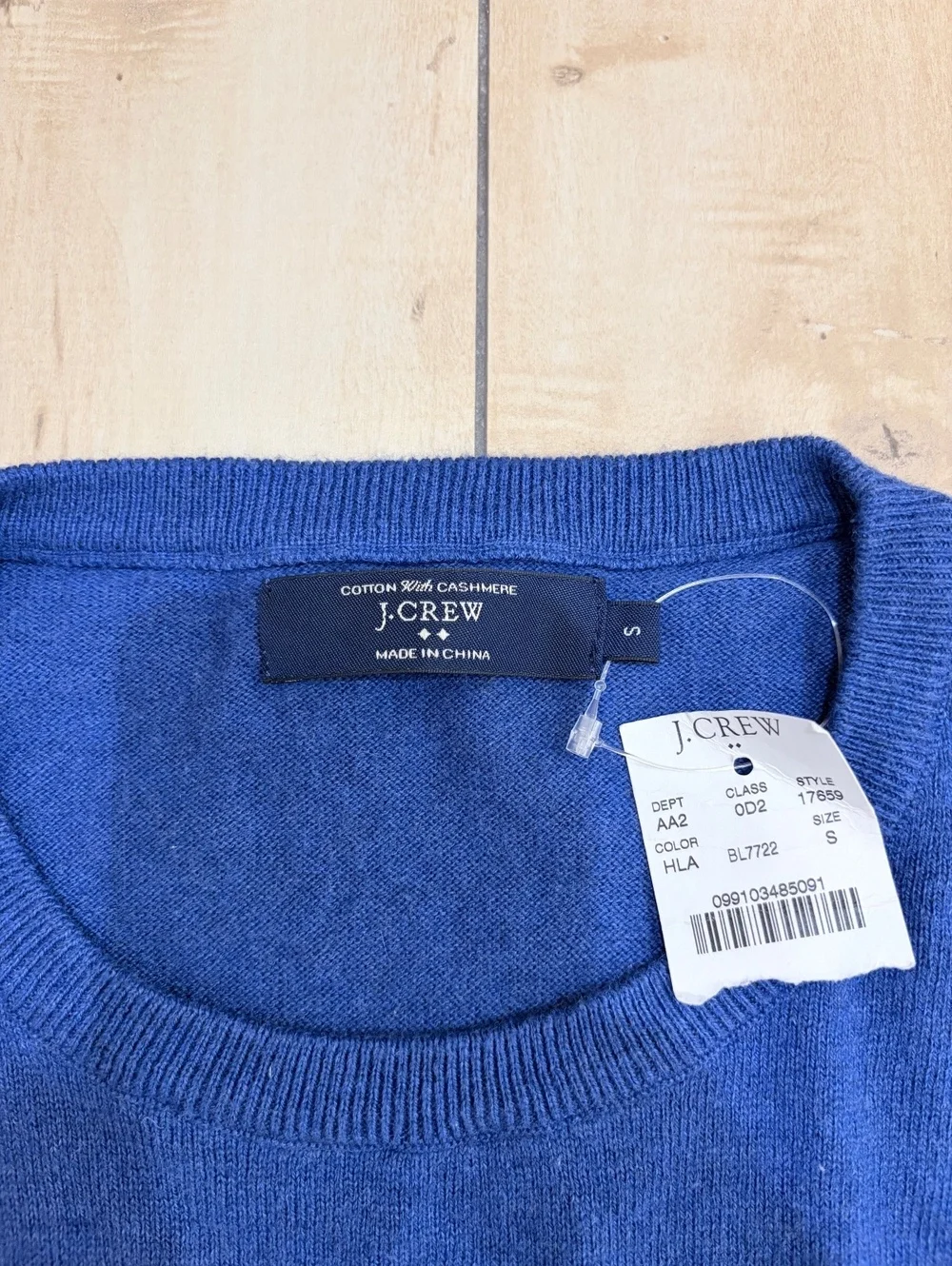 J.Crew Cotton Cashmere Crewneck Sweater Blue Men’s Small NWT